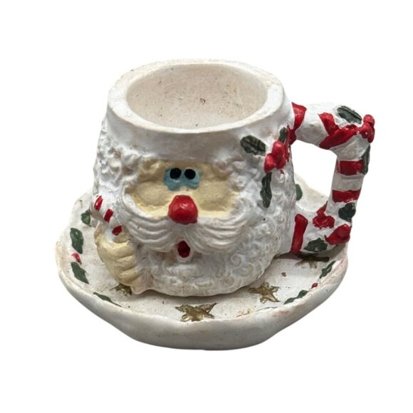 mini Santa Claus Ceramic Miniature Mug Plate Set Christmas Themed Decor READ - Picture 1 of 5